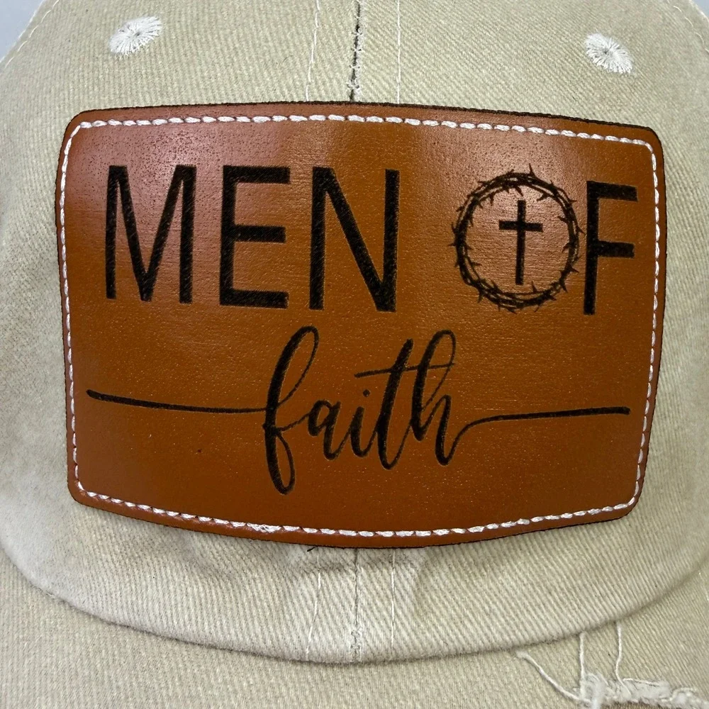 Men of Faith Christian Cross Crown of Thorns Distressed Trucker Hat Snapback